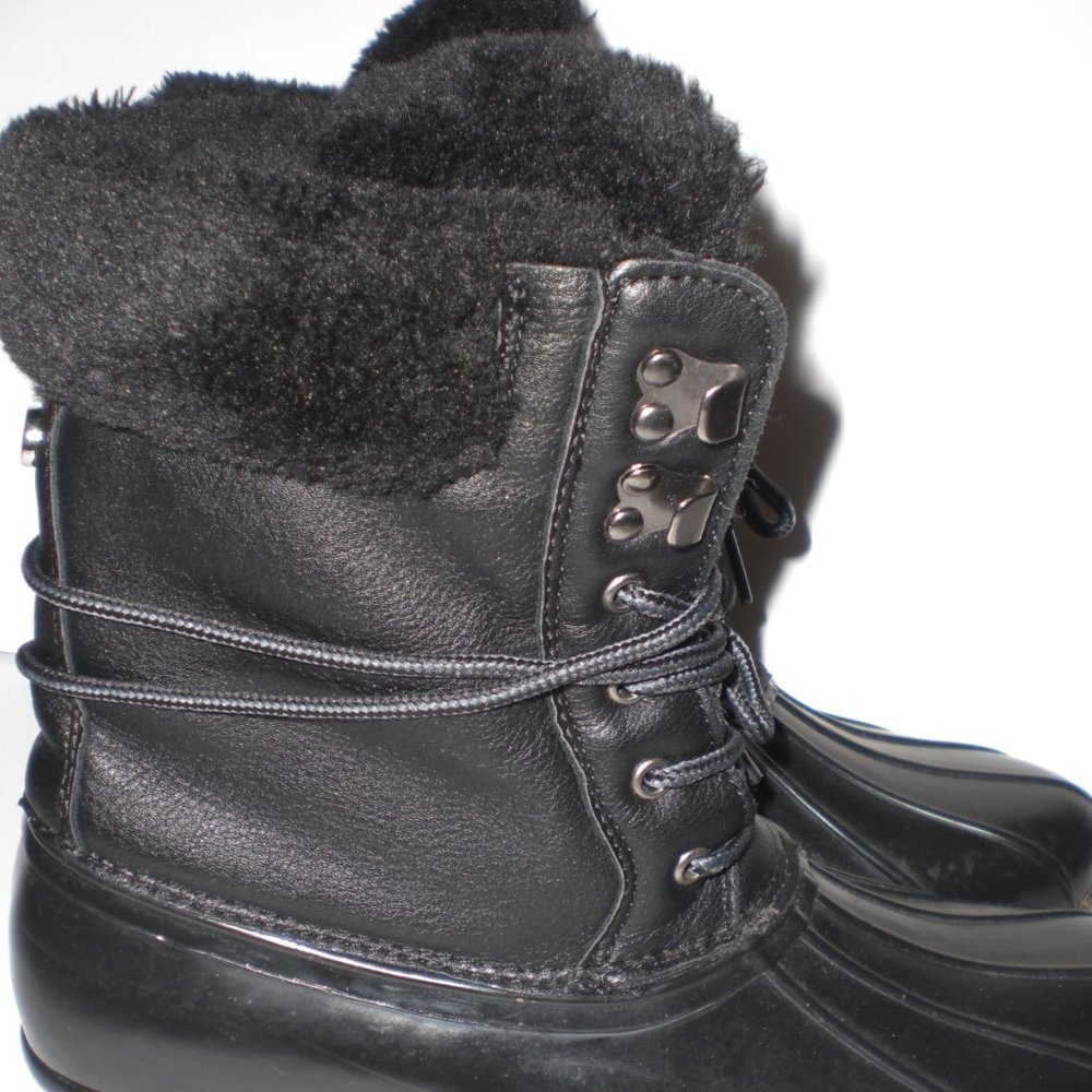 STEVE MADDEN FAUX FUR LINED WINTER BOOTS BLACK